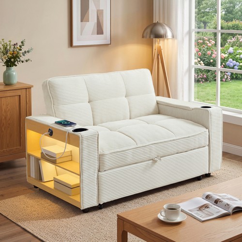 Seater sofa bed beige - bed, 3-in-1