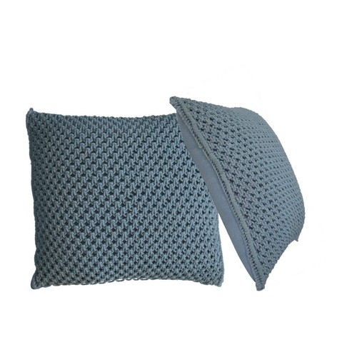 Myra blue woven cushion - set, of