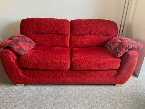Red fabric seater sofa bed - 2-seater,