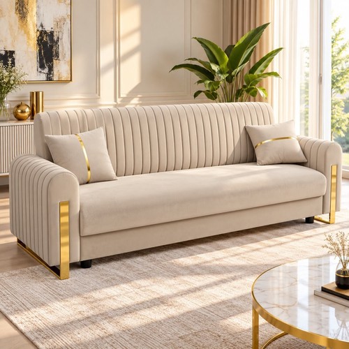 Seater plush velvet sofa bed - seater,
