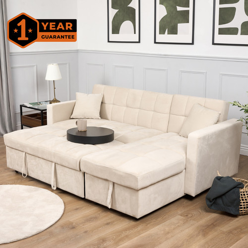 Velvet corner sofa bed - velvet,
