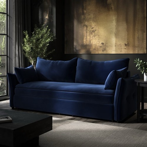 Sofa bed seater velvet - 3,