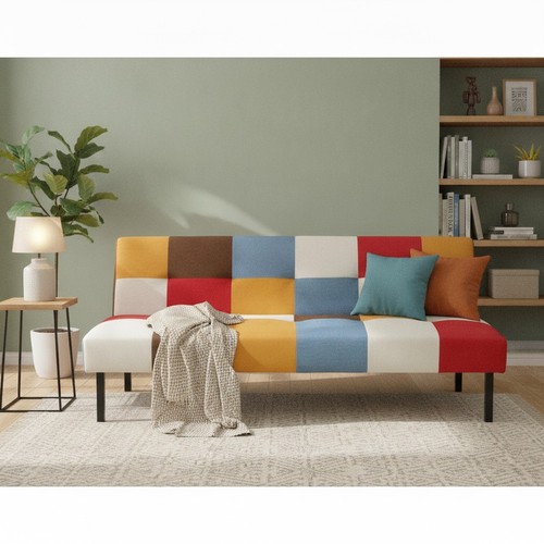 Rainbow patchwork sofa bed - sofa,