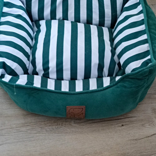 Green white striped plush - green,