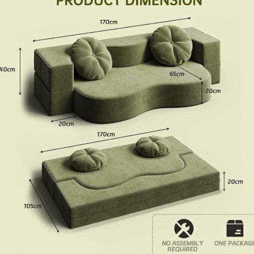 Green folding foam sofa - green,