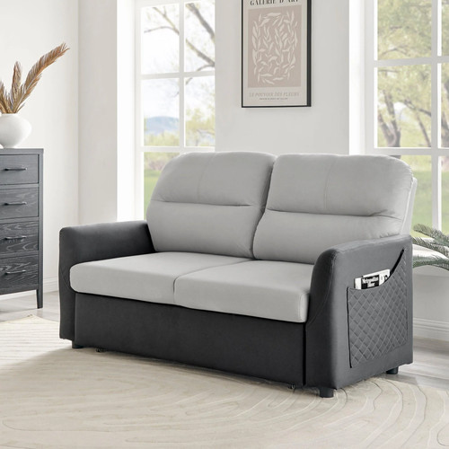 Grey faux suede - faux, bed