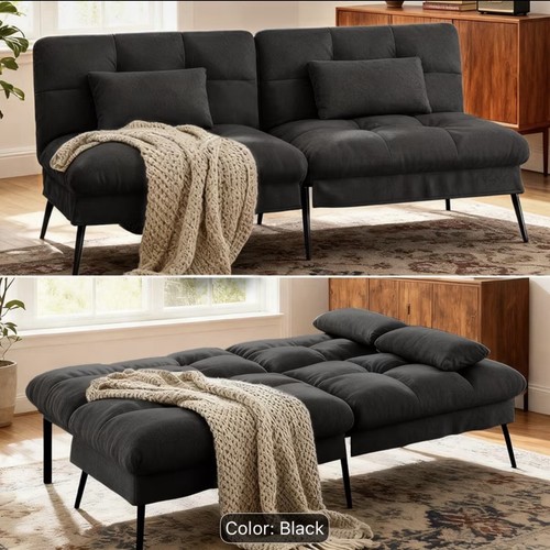 Black fabric sofa - sofa, bed