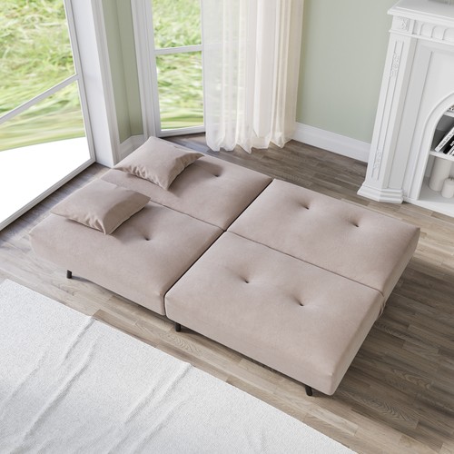 Khaki seater sofa bed velvet - seater,